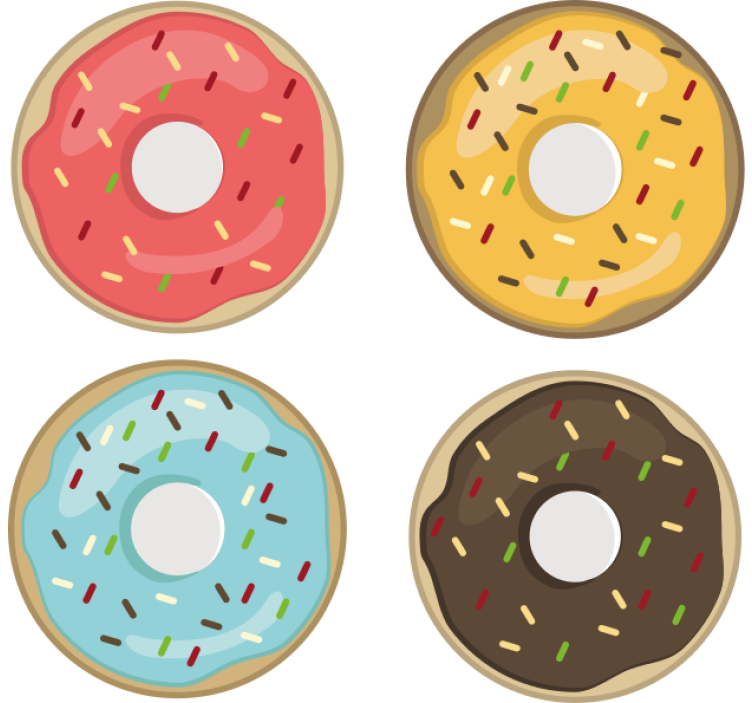 Geek coasters with vibrant donut designs - TenStickers