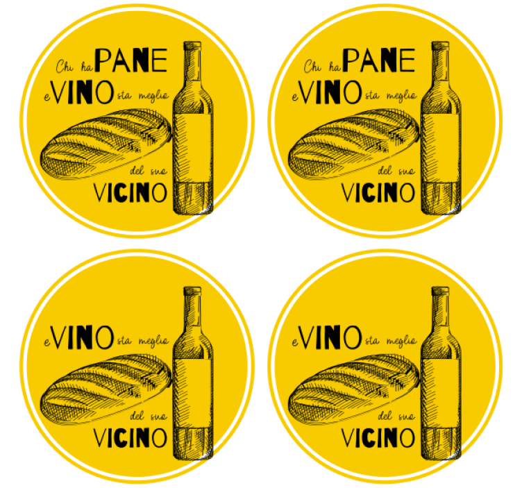 Personalisable coasters wine bottle and bread - TenStickers