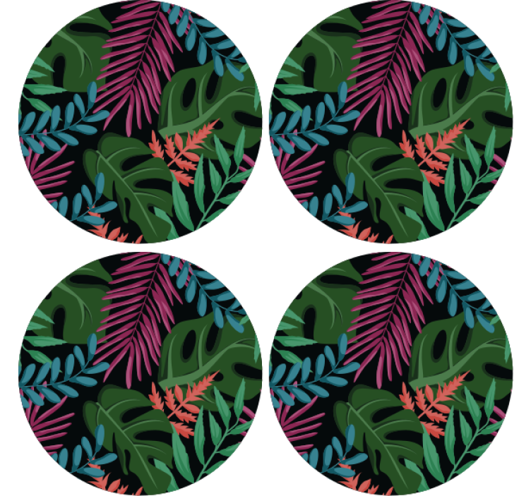 Tropical leaf patterns coasters - TenStickers