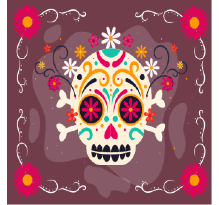 Halloween coaster with colorful skull design - TenStickers
