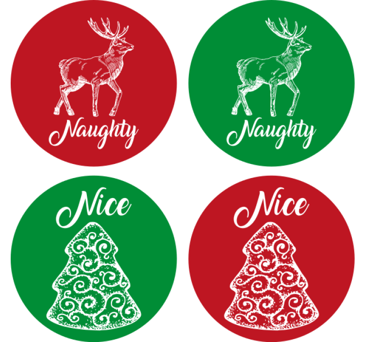 Naughty and Nice christmas coaster - TenStickers