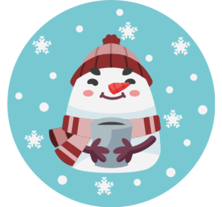 Christmas coasters snowman holding cup - TenStickers