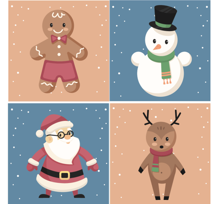 Christmas coasters festive gingerbread figures - TenStickers