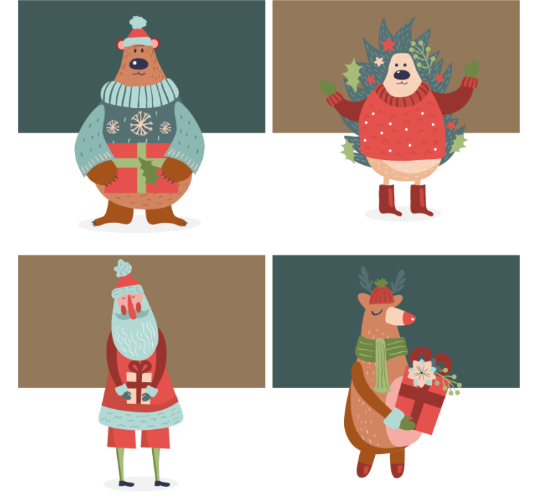 Christmas coasters festive characters collection - TenStickers