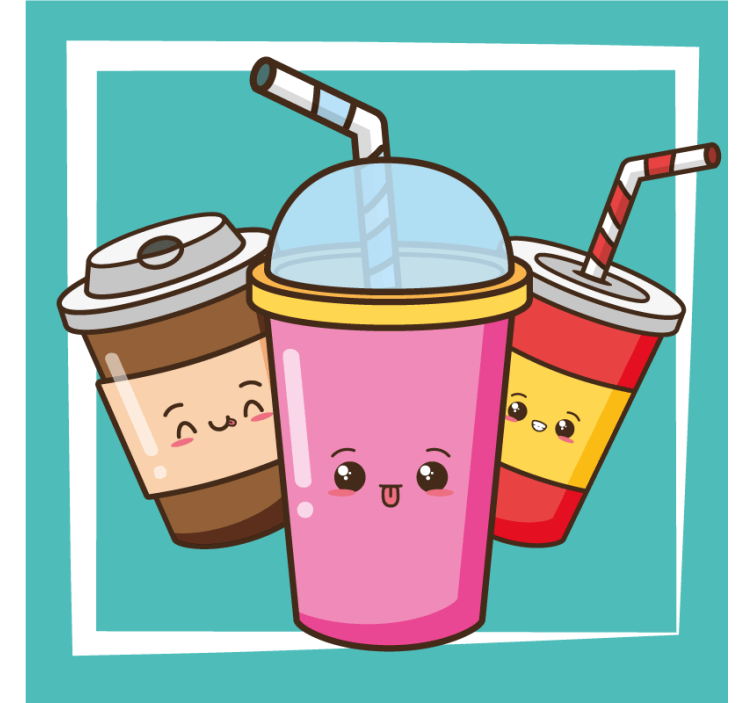 Geek coasters featuring fun drink characters - TenStickers