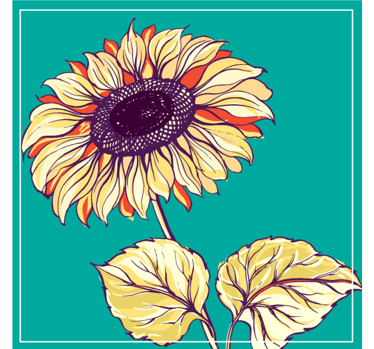 Sunflower illustration modern coaster - TenStickers