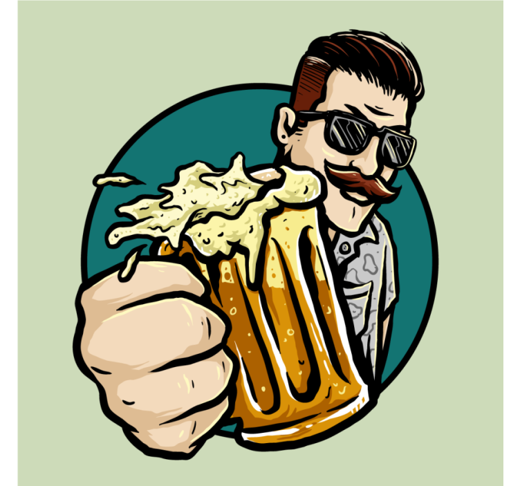 Beer mats mustached man with mug design - TenStickers