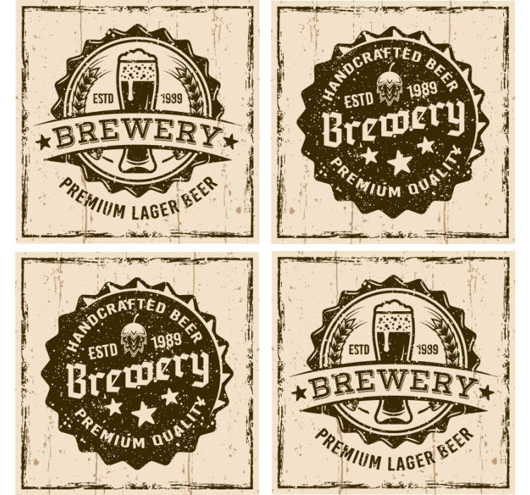 Beer mats vintage brewery badge design - TenStickers