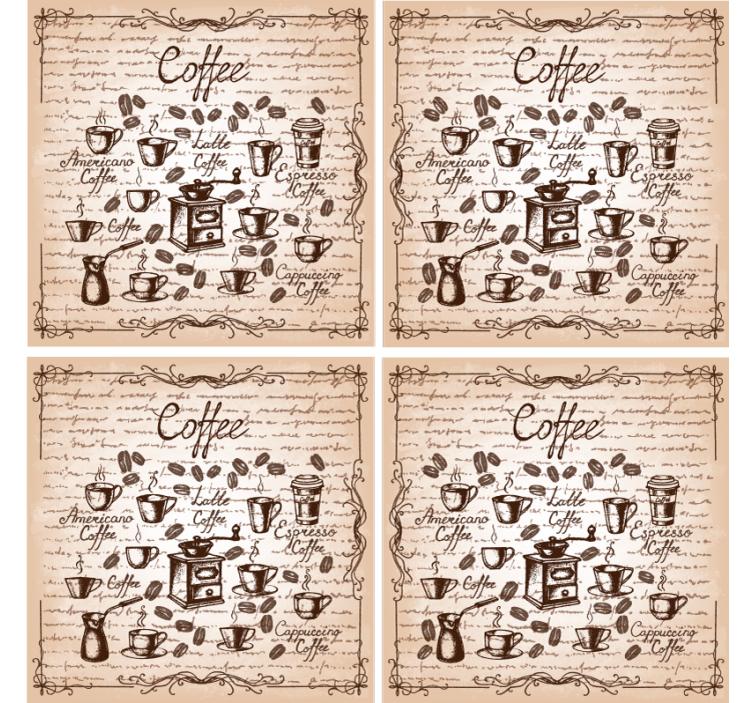 Personalisable coasters coffee types illustration - TenStickers