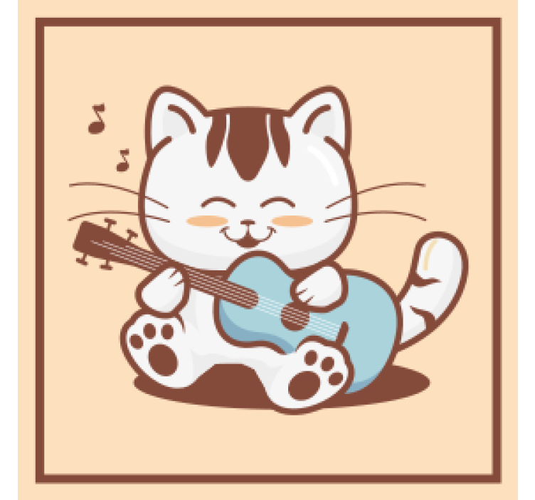 Geek coasters featuring a playful cat playing guitar - TenStickers