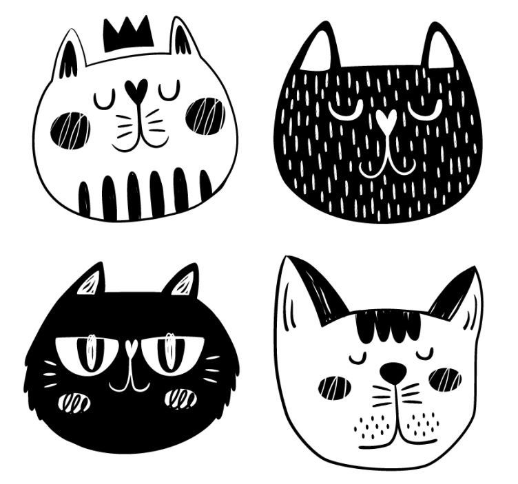 Geek coasters with whimsical cat art - TenStickers