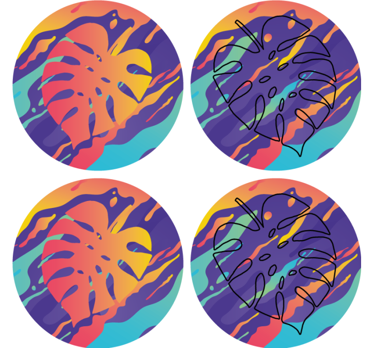 Coasters with colorful leaf patterns - TenStickers