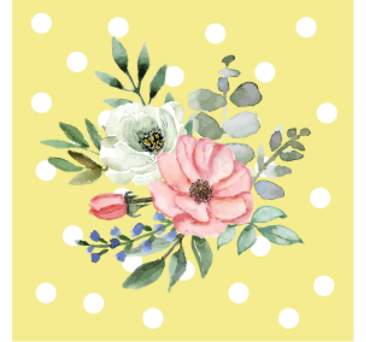 Modern coasters floral arrangement with polka dots - TenStickers
