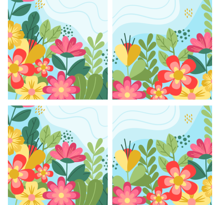 Modern coasters lively blossom design - TenStickers