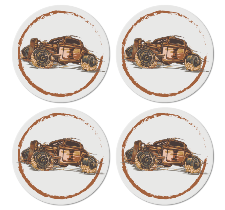 Vintage coasters classic race car art design - TenStickers