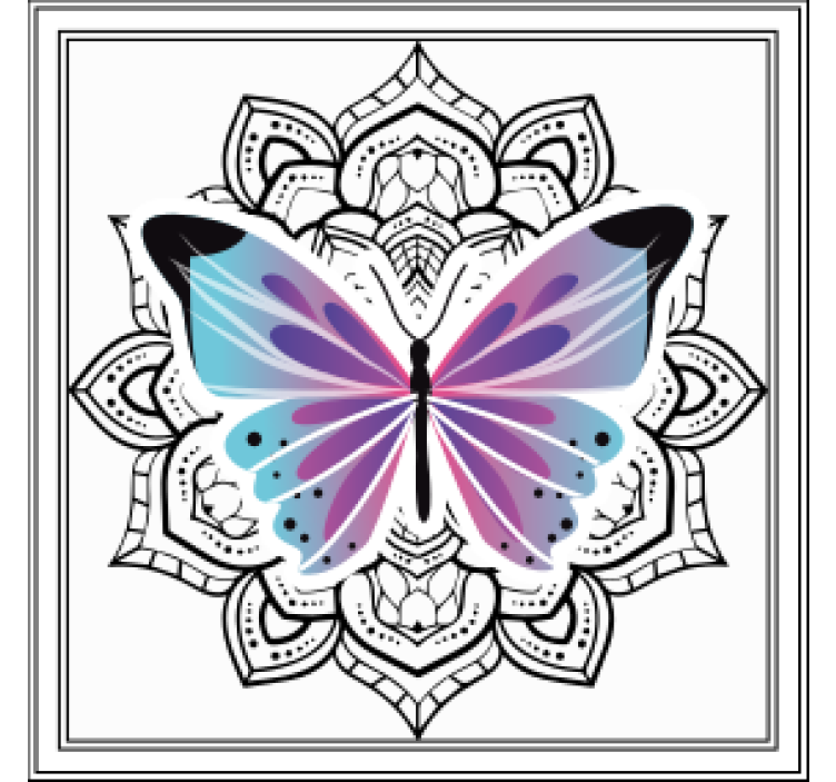 Coasters colorful butterfly mandala - TenStickers