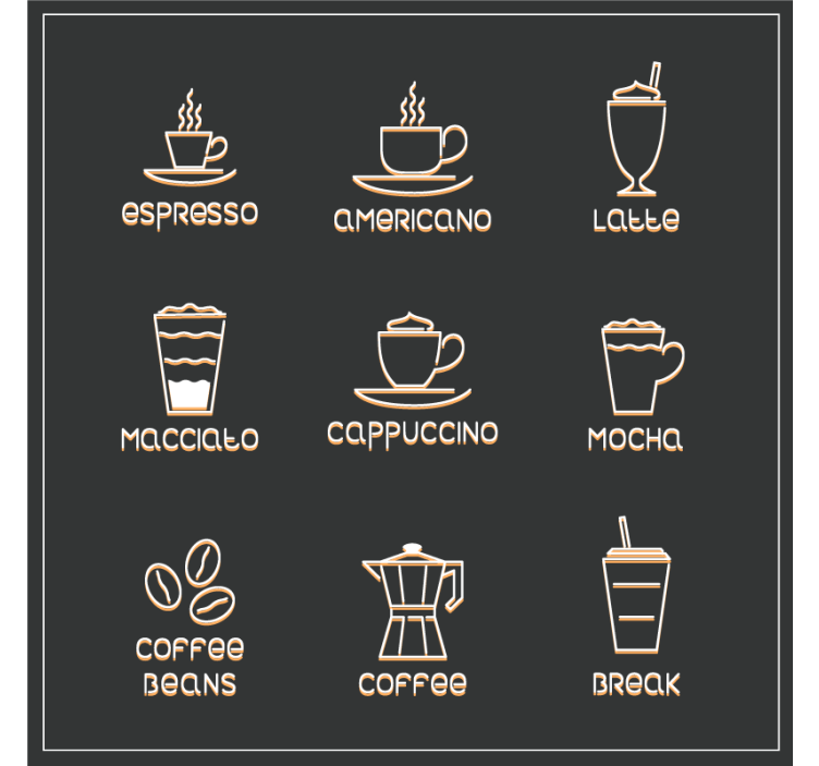 Amazing multiple coffee icons modern coaster - TenStickers