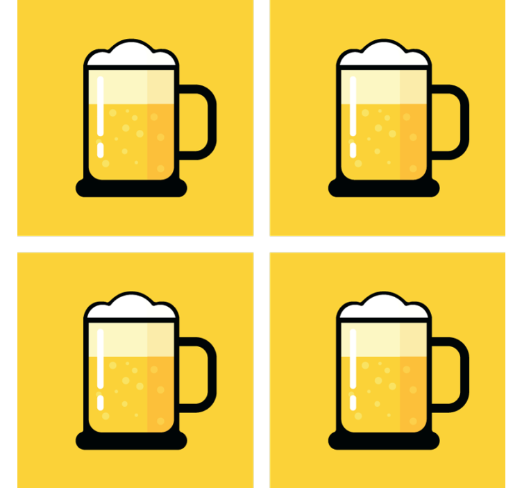 Beer mats yellow beer mug illustration - TenStickers