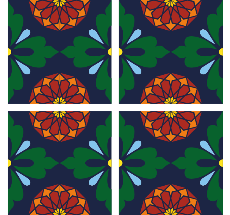Vibrant botanical print tile coasters - TenStickers