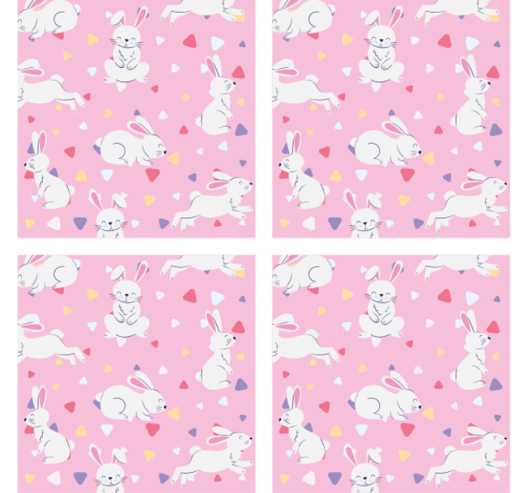 Personalisable coasters with playful bunny designs - TenStickers