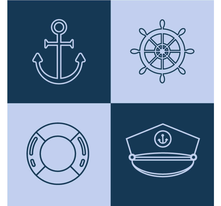 Modern coasters with anchor and nautical icons - TenStickers