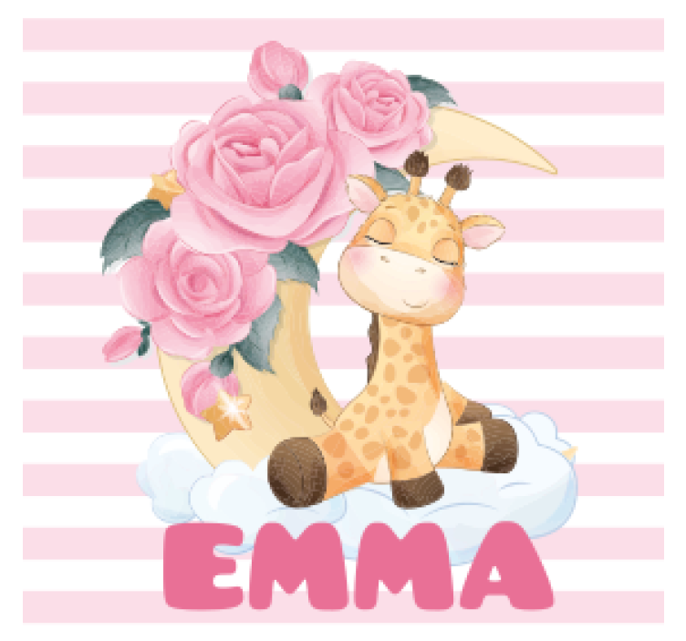 Personalisable coasters giraffe with floral crescent - TenStickers