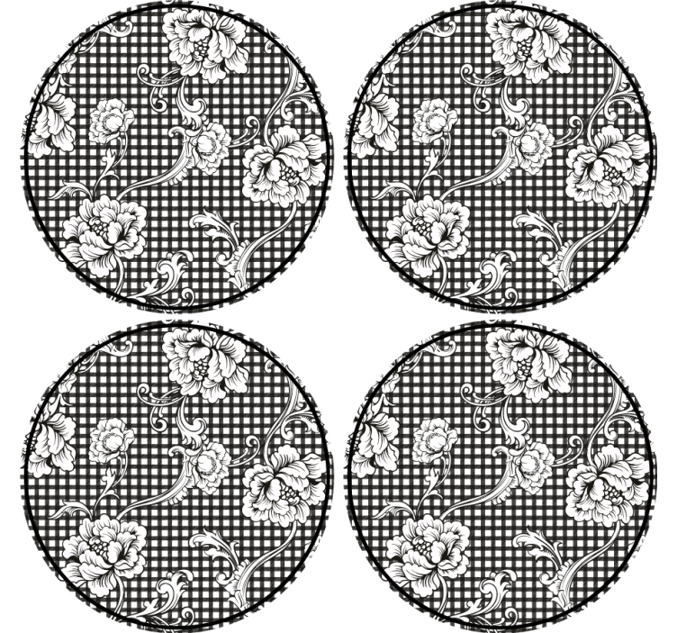Floral gingham pattern coasters - TenStickers