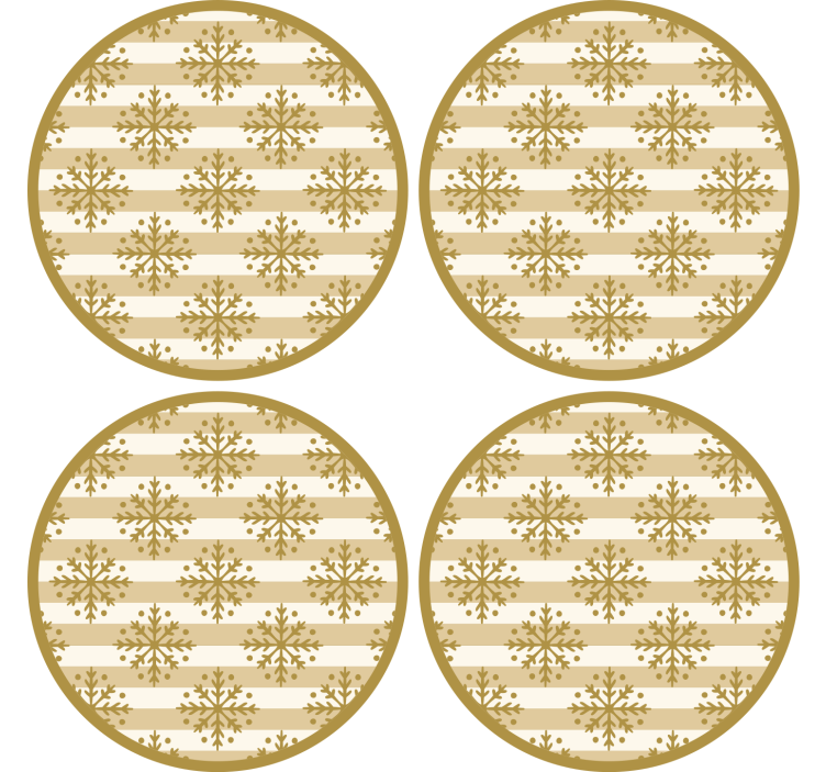 Gold snowflakes beige stripes christmas coaster - TenStickers