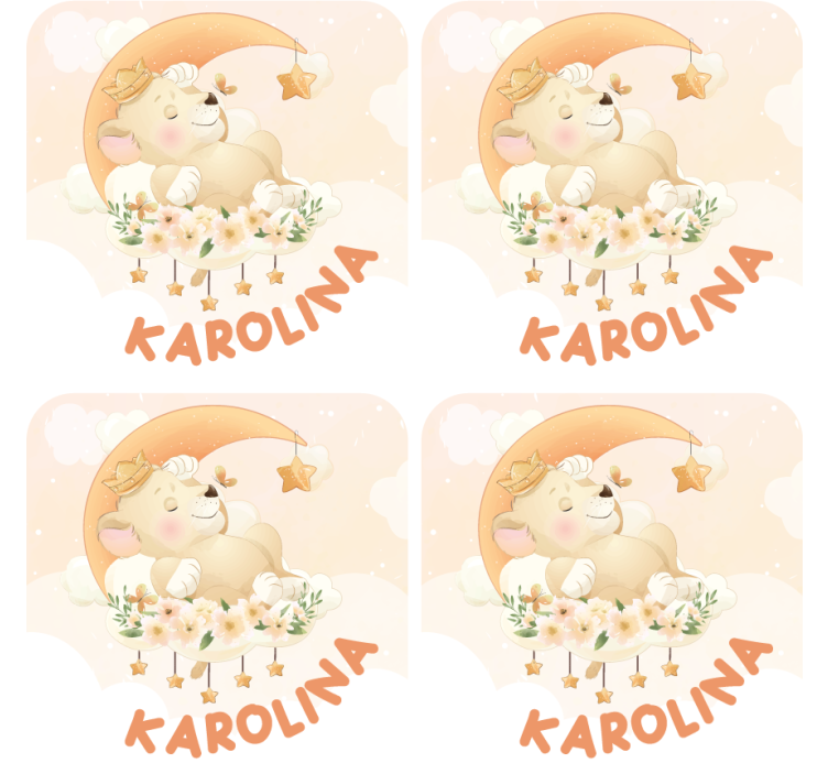 Personalisable coasters of a sleeping bear with stars - TenStickers