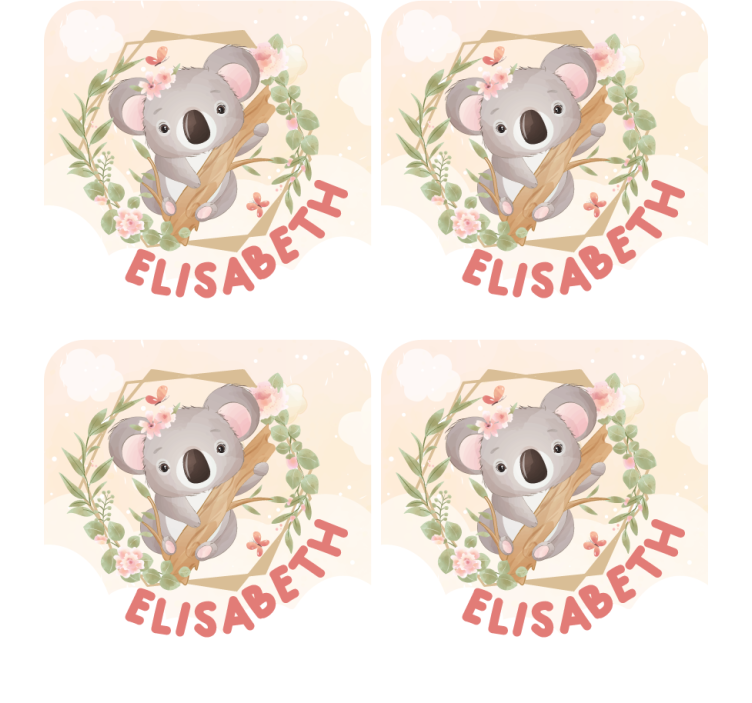 Personalisable coasters cute koala with flowers - TenStickers
