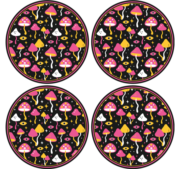 Geek coasters colorful mushroom design - TenStickers