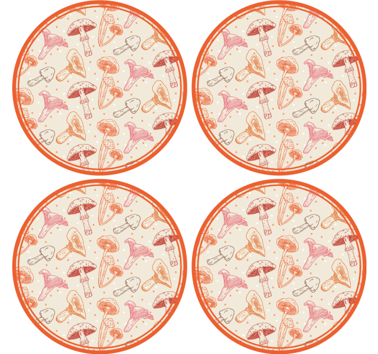 Geek coasters whimsical mushroom design - TenStickers