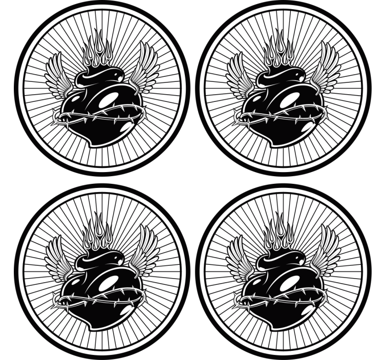 Black and white taboo heart modern coaster - TenStickers