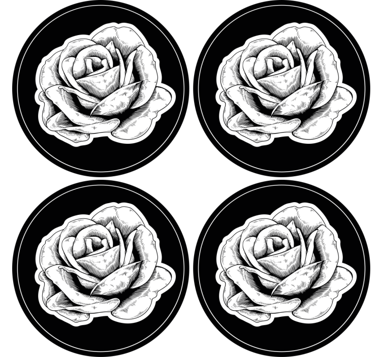 Coasters intricate black rose - TenStickers