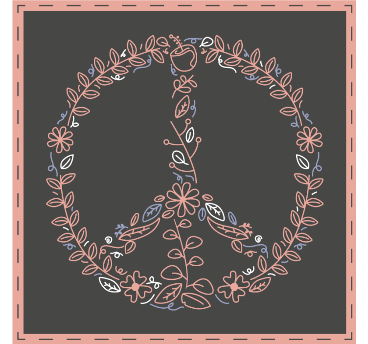 Peace symbols with pink flowers vintage coaster - TenStickers