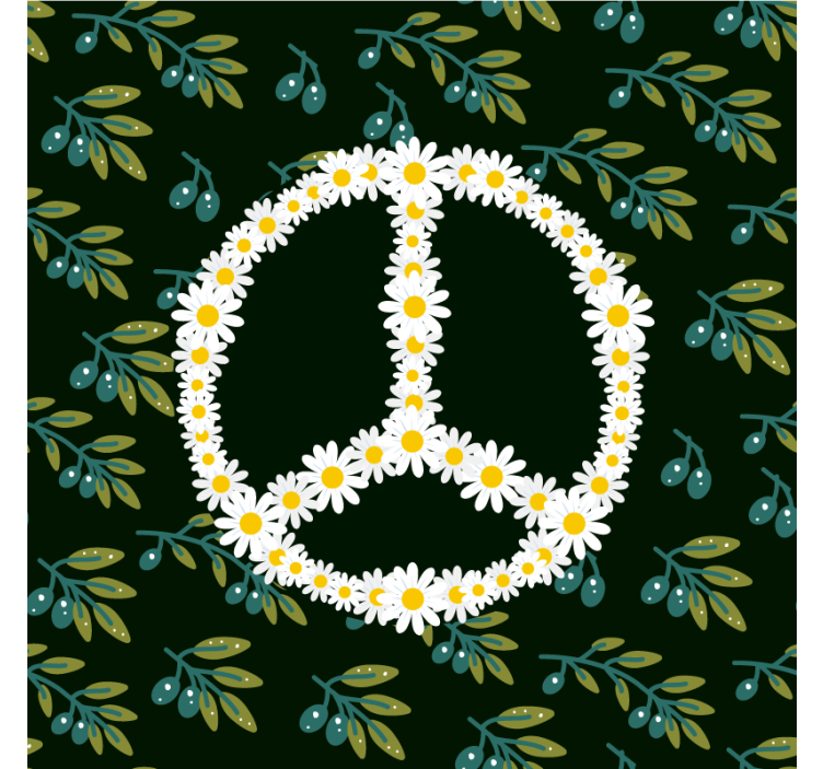 Geek coasters floral peace sign - TenStickers