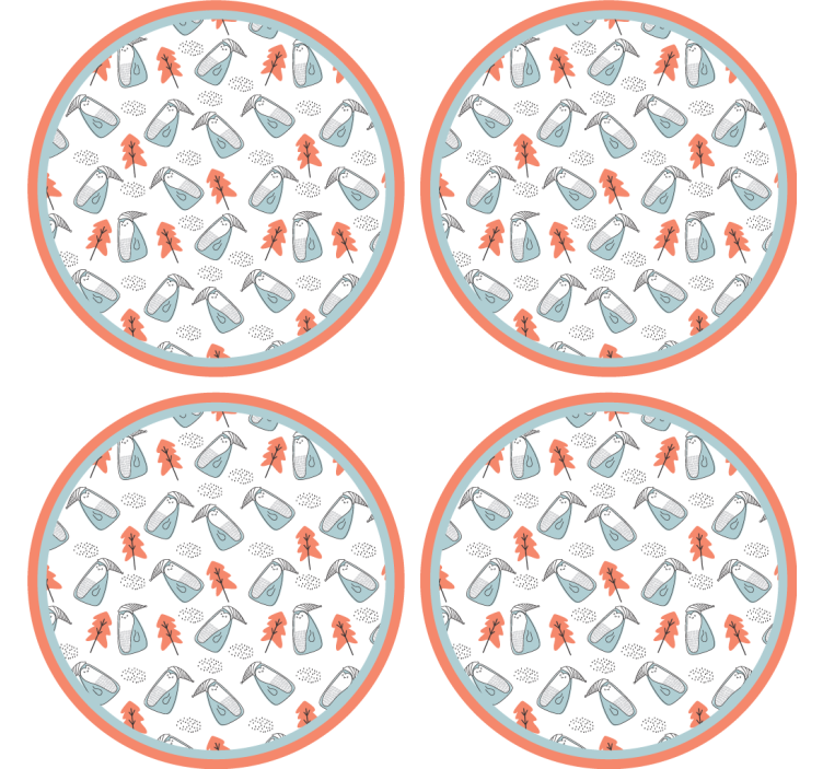 Geek coasters with whimsical leaf design - TenStickers