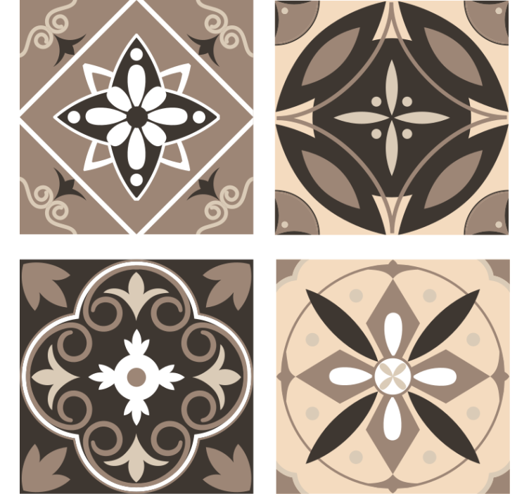 Coasters geometric floral pattern set - TenStickers