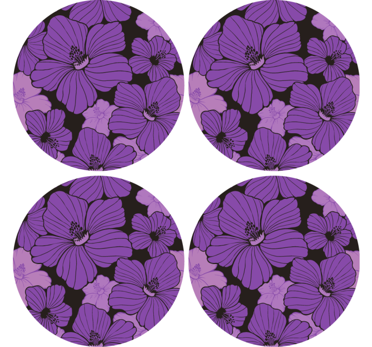 Coasters with vibrant purple floral pattern - TenStickers