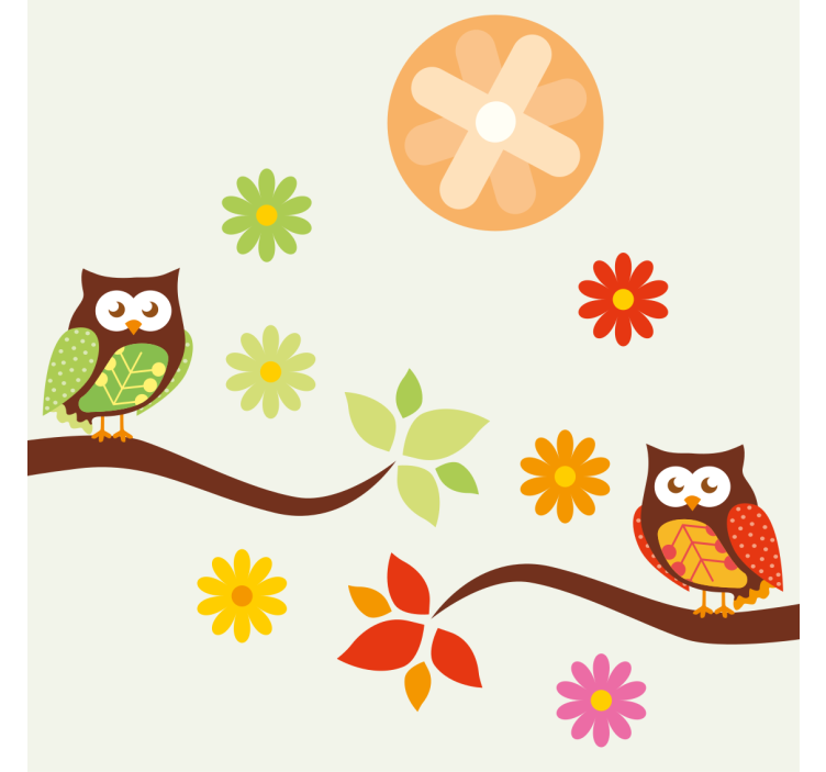 Geek coasters colorful owls and flowers - TenStickers