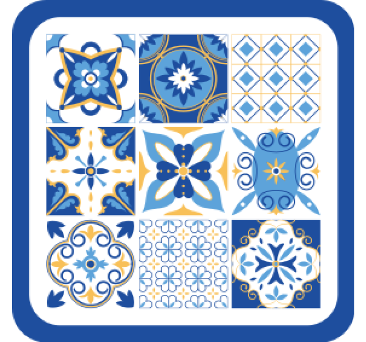 Geometric blue patterns coasters - TenStickers