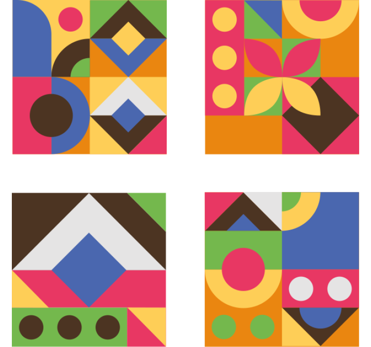 Coasters with vibrant geometric patterns - TenStickers