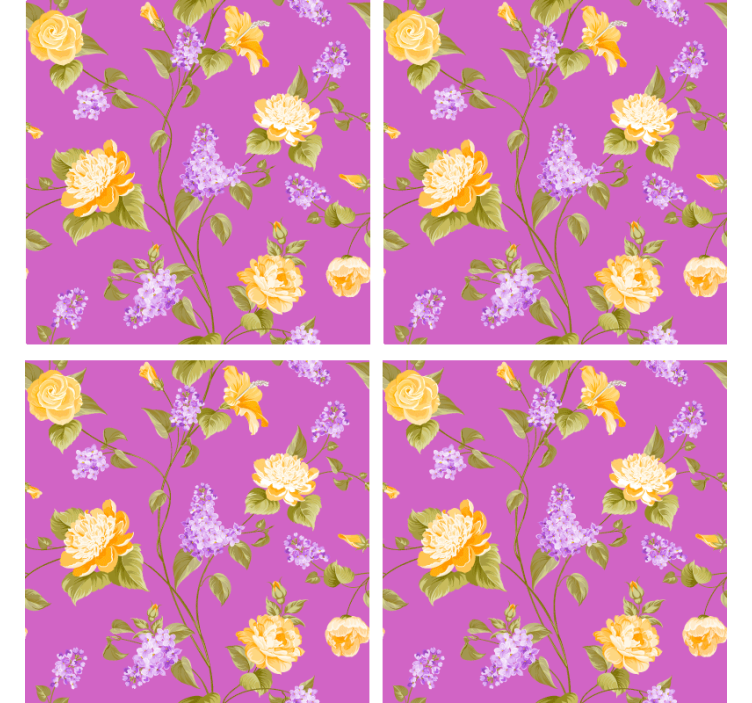 Coasters floral print with yellow roses - TenStickers