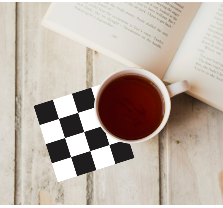 Black and white checkered texture coaster - TenStickers