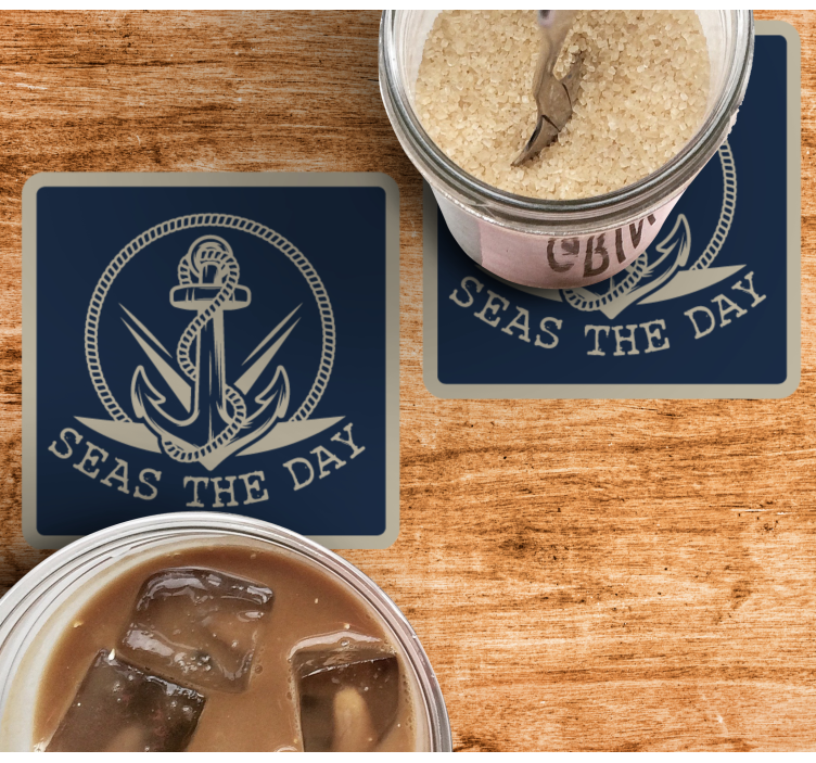 Blue anchor design personalised coasters - TenStickers