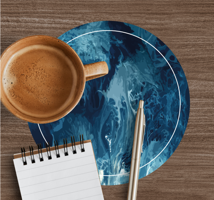 Blue tones watercolor waves modern coaster - TenStickers