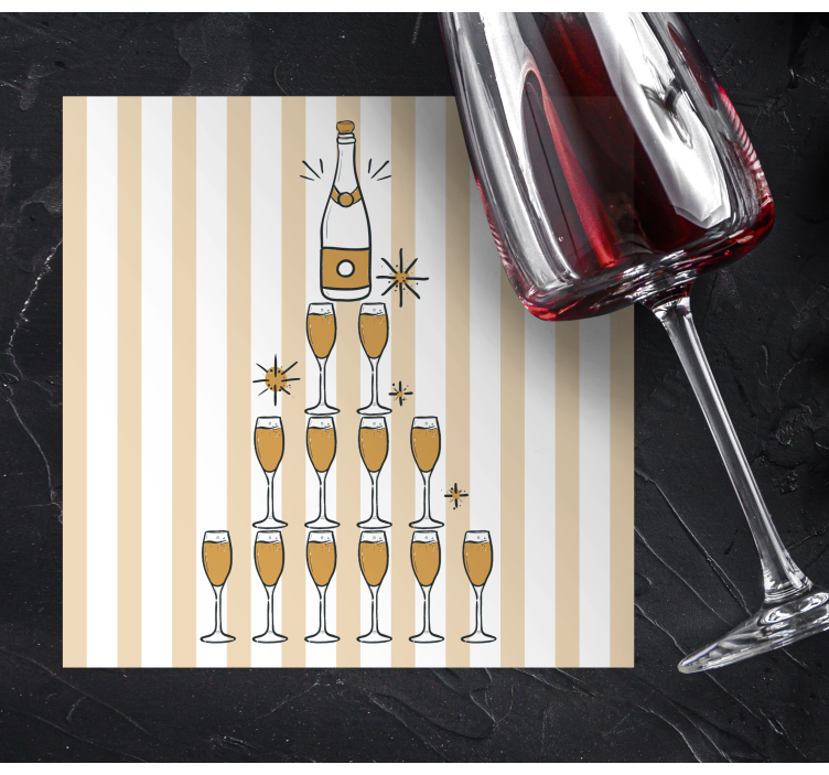 Champaign glass  tree christmas coaster - TenStickers