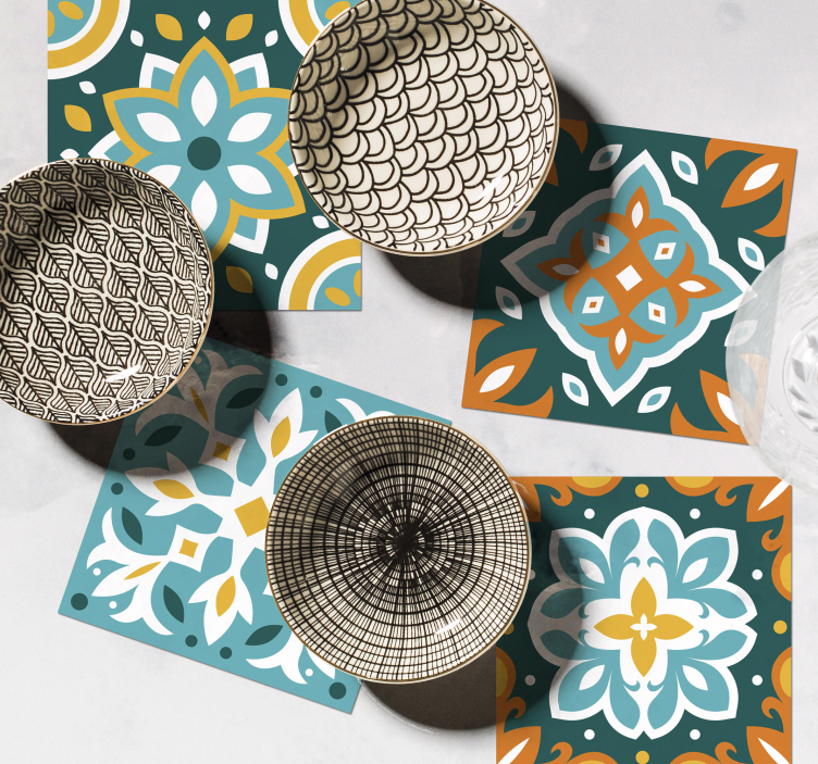 Colourful Ornament Tile Coaster - TenStickers
