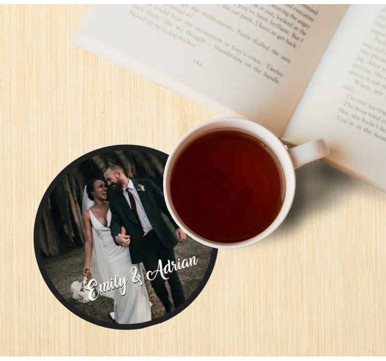 Custom image with text personalised coasters - TenStickers