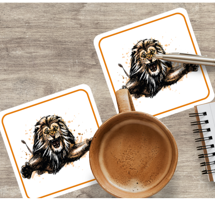 Fierce Lion Illustration vintage coasters - TenStickers